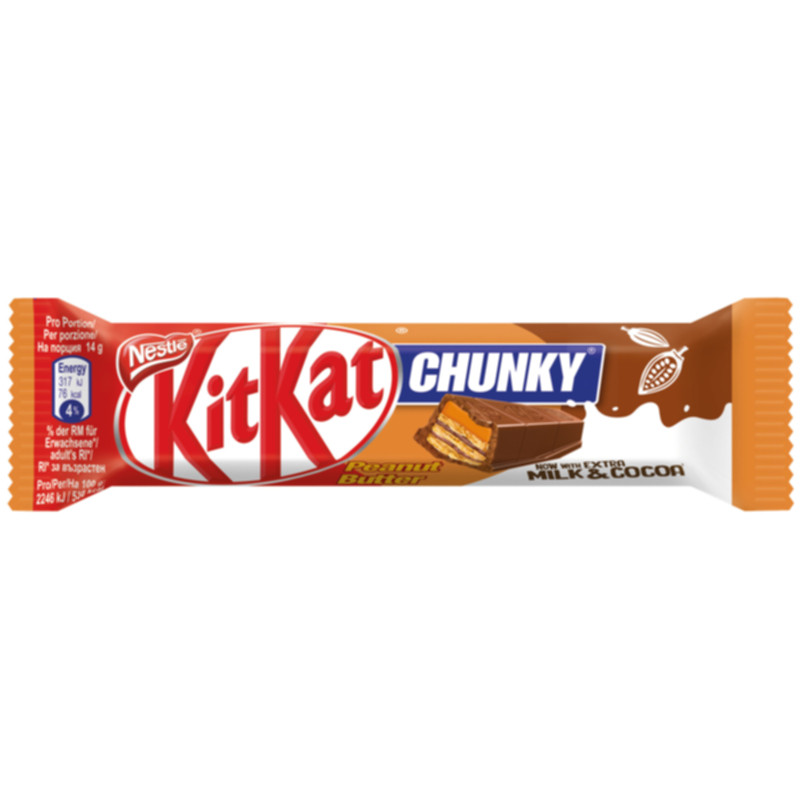 KitKat Chunky Peanut Butter 42 g knuspriger Waffelriegel mit cremiger Erdnussbutter